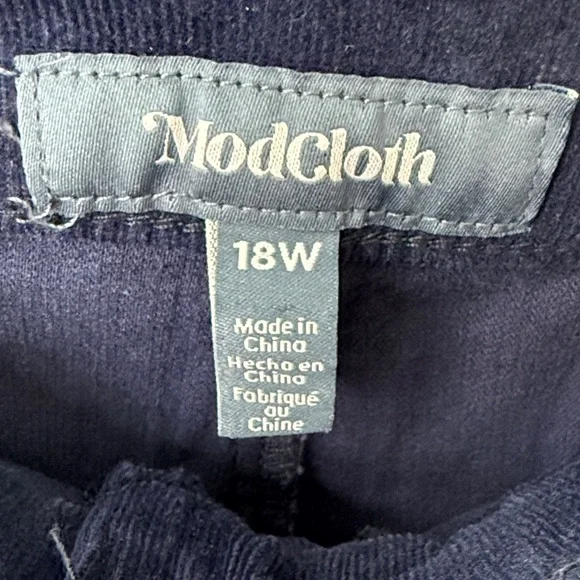 Modcloth Navy Lightweight Corduroy with Rainbow Stripe - Picture 4 of 9